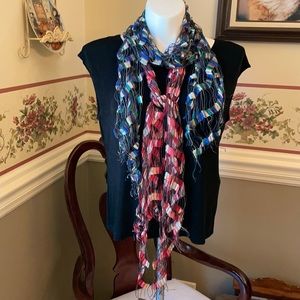Pair of Burdick colored embroidered scarves in EUC